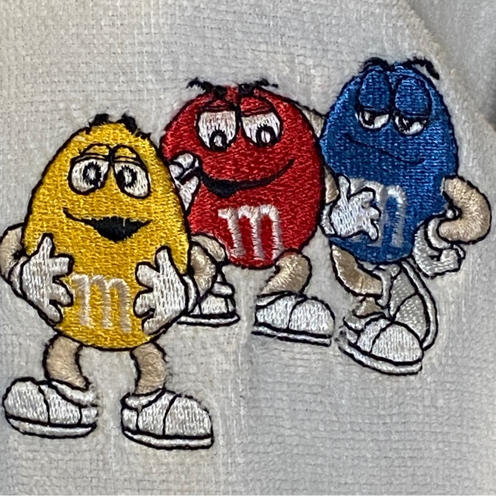 Vintage M&M's M&M Embroidered Characters White Terry Cloth Robe OSFM VGC - Picture 2 of 4